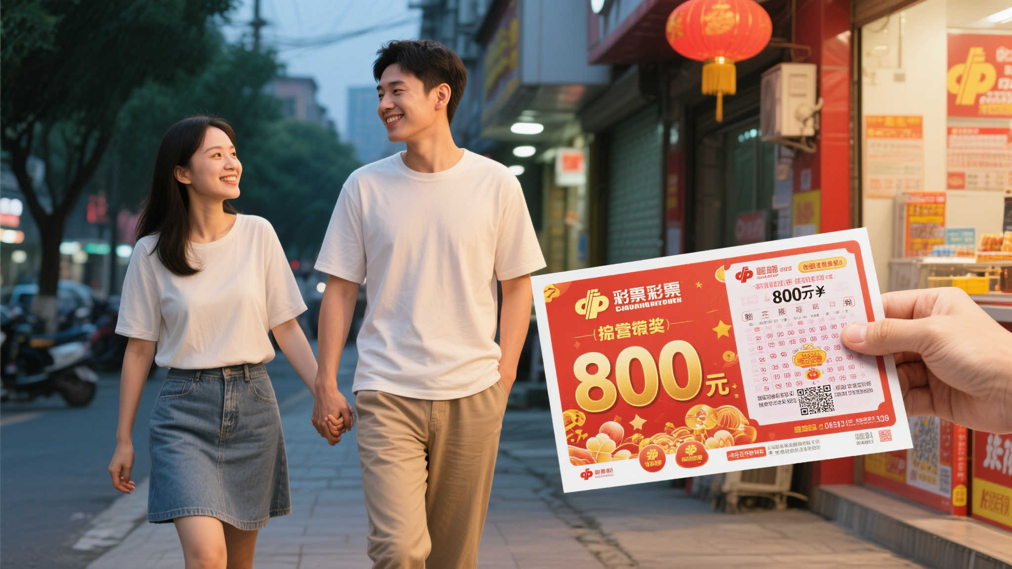 饭后散步偶遇幸运，小夫妻喜中福彩80万大奖